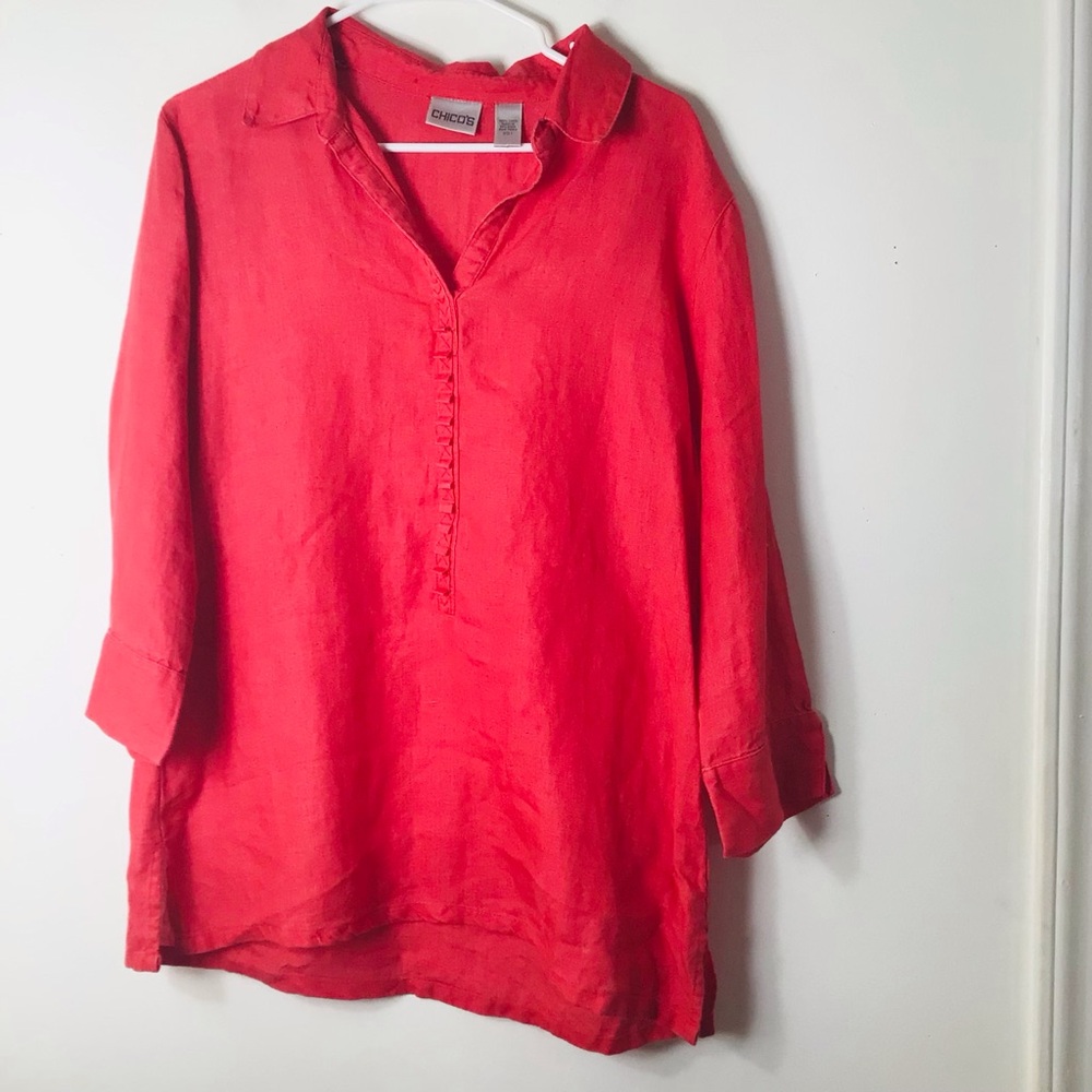 Chicos 1 large xl jacket shirt linen women